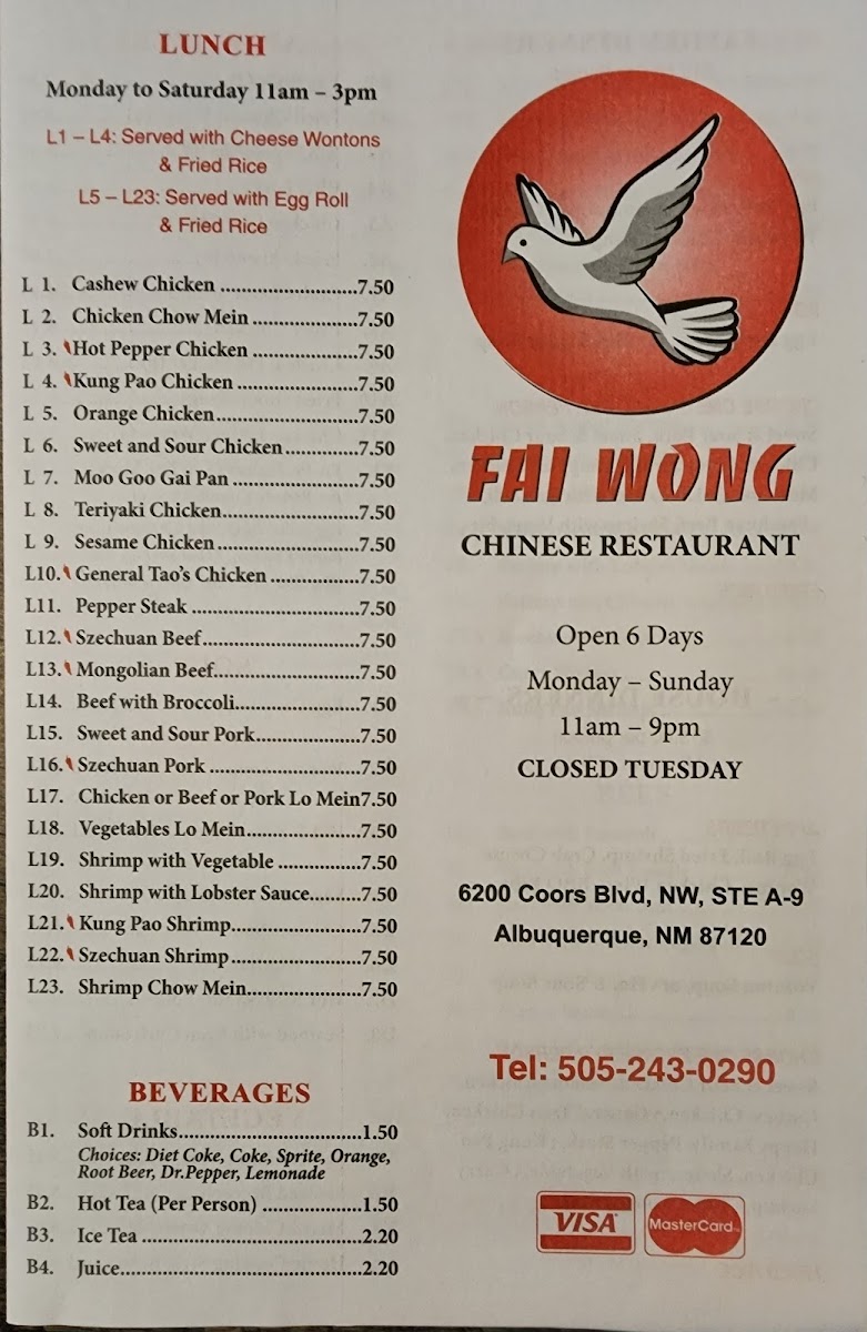Fai Wong Menu - Image 2